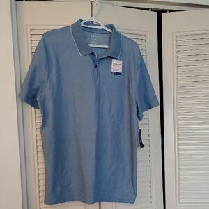 NWT- Apt 9- Mens HEIQ smart Temp Short Sleeve Shirt With Two Buttons (XL) Blue